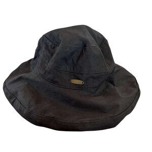Panama Jack Black 100% Cotton Wide Brim Bucket Hat Casual One Size Unisex